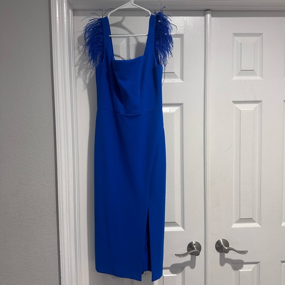 Sheath Midi dress square neck royal blue, size 2 by Adrianna - Picture 3 of 11